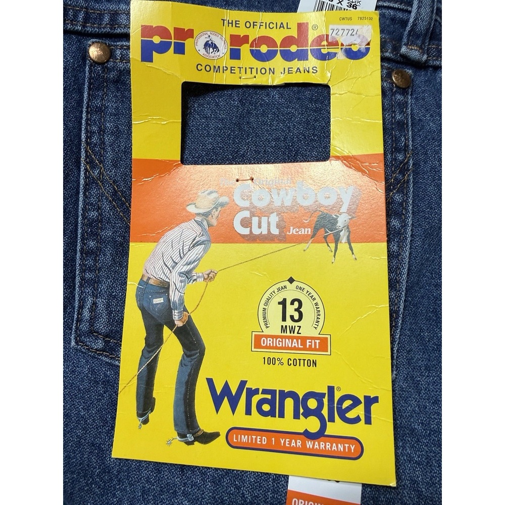 Wrangler Cowboy Cut Jeans Men's 40x36 Blue Pro Rodeo Original Fit 1013MWZGK NWT - Picture 9 of 12